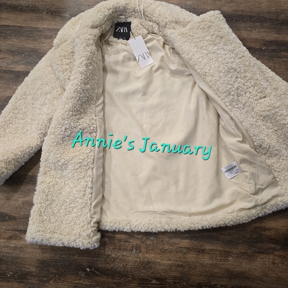 ZARA Women's Oversized Faux Fur Coat (Oyster-white, US M/EUR M) - Picture 9 of 11